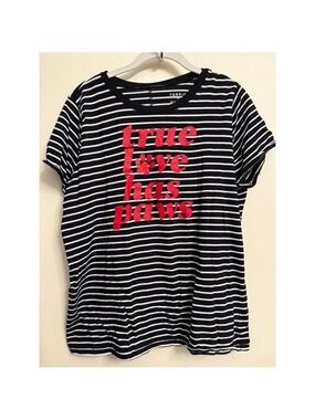 Women's TORRID Black & White Striped "True Love Has Paws" Short Sleeve Tee 0X
